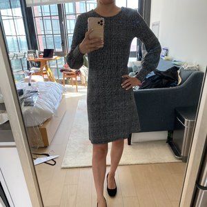 Ann Taylor Petite Long Sleeve Houndstooth Dress